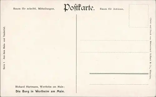 Ansichtskarte Wertheim Burg/Schloss Wertheim - Künstlerkarte 1913