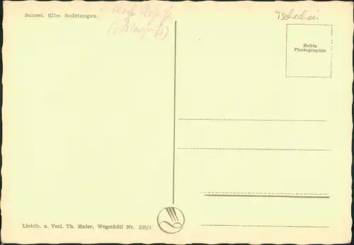 Postcard Salesel Dolní Zálezly Panorama-Ansicht, Elbe, Sudetengau 1930