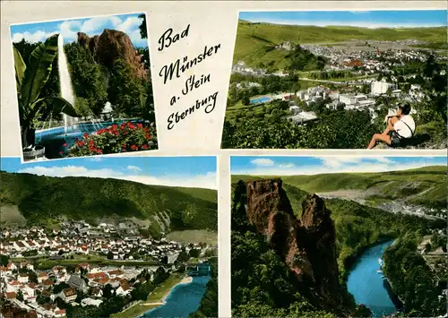 Bad Münster am Stein-Ebernburg Mehrbild-AK 4   ua. Rheingrafenstein 1965