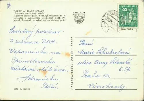 Hirschberg am See Doksy STARÉ SPLAVY Stadtteilansicht mit Wohnhaus 1963