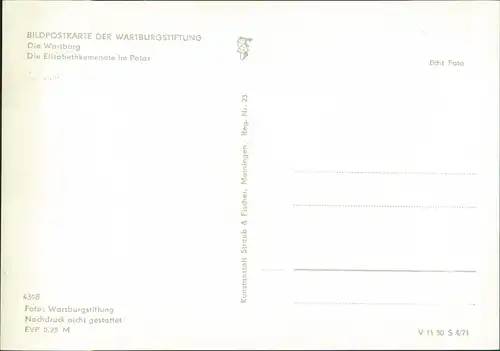 Ansichtskarte Eisenach Die Elisabethkemenate im Palas, DDR Postkarte 1971