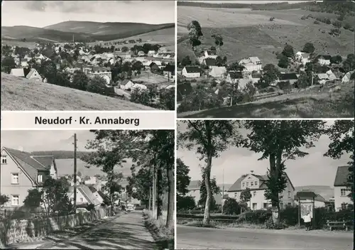Neudorf (Erzgebirge) Panorama-Ansichten & Straßen DDR Mehrbild-AK 1985