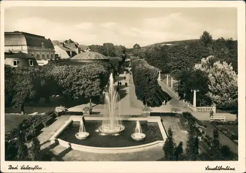 Bad Salzuflen Strassen Panorama mit Leucht-Fontäne, Wasserspiele 1940