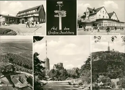 Brotterode Großer Inselsberg, Gasthof Stöhr, Turm - DDR Mehrbild-AK 1971