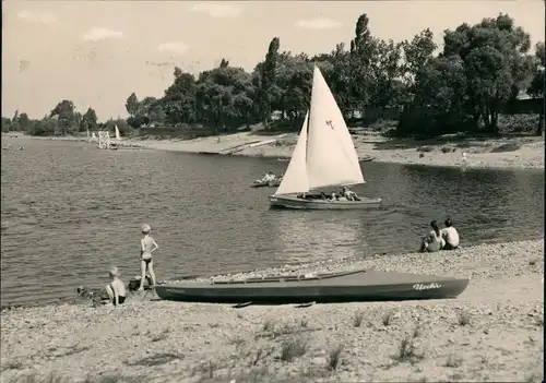 Dippoldiswalde Talsperre Malter Kinder mit Boot am Strandbad 1972/1969