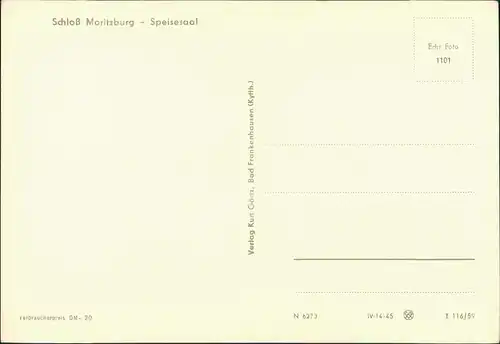 Ansichtskarte Moritzburg Kgl. Jagdschloss - Speisesaal 1959