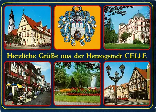 Ansichtskarte Celle Mehrbild-Gruss-AK mit Wappen und 5 Ansichten 1990