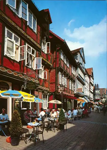 Celle Patrizierhäuser in der Rundestraße, belebtes Restaurant 1990