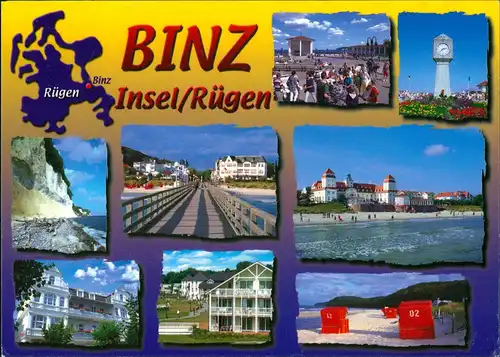 .Mecklenburg-Vorpommern Insel Rügen Binz Ansichten moderne Mehrbild-AK 2008