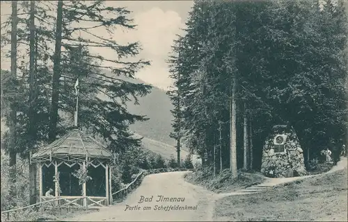 Ansichtskarte Ilmenau Partie am Scheffeldenkmal 1913