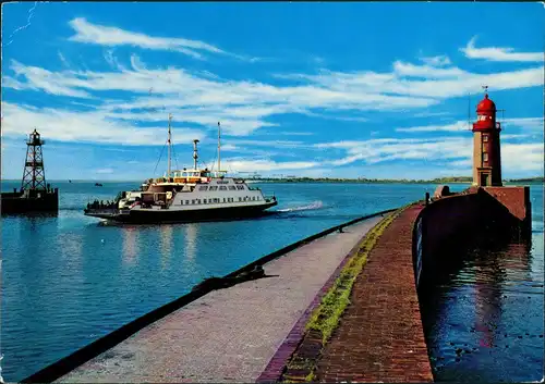 Ansichtskarte Bremerhaven Hafenmole mit Fährboot nach Blexen 1973