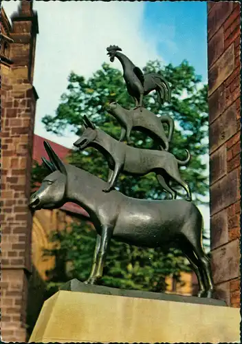 Ansichtskarte Bremen Bremer Stadtmusikanten Esel Hund Katze Hahn 1964