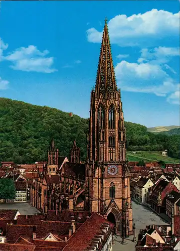 Ansichtskarte Freiburg im Breisgau Münster Kirche Stadt Teilansicht 1990