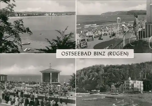 Binz (Rügen) DDR Mehrbild  mit Strand, Konzertplatz Ferienheim Haus Agnes 1974
