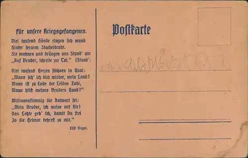 Ansichtskarte  Deutsches Hilfswerk für Kriegs und Zivilgefangene 1919