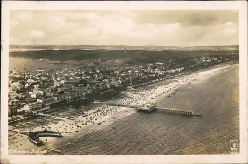 Ansichtskarte Ahlbeck (Usedom) Luftbild Stadt Strand Hinterland 1936