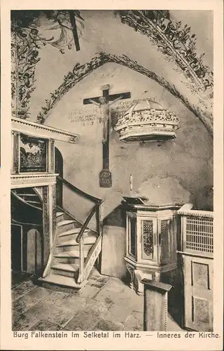 Ansichtskarte Falkenstein/Harz Kapelle - Kanzel 1914