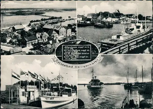 Heiligenhafen Mehrbildkarte 4 Fotos, ua. Hafen, Schiff Schiffe 1966/1963
