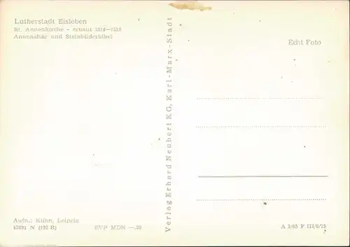 Eisleben Annenaltar Steinbilderbibel St. Annenkirche DDR Postkarte 1965