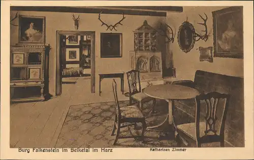 Pansfelde-Falkenstein/Harz Burg Falkenstein Katharinen Zimmer, Innen  1910