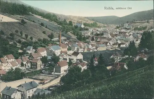 Ansichtskarte Ruhla Panorama-Ansicht Mittlerer Ort 1909