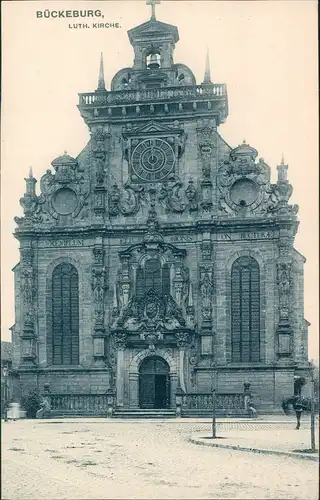 Bückeburg Strassen Partie a.d. Luth. Kirche, Church, Eglise 1908