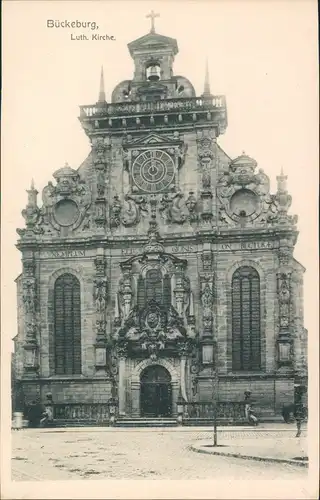 Ansichtskarte Bückeburg Luth. Kirche Strassen Partie Eingangsseite 1909