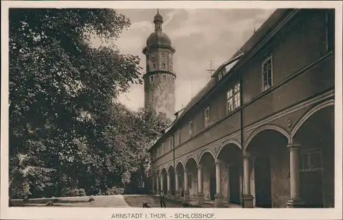 Ansichtskarte Arnstadt Schlosshof Schloß Turm & Säulengang 1910