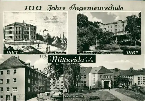 Ansichtskarte Mittweida 100 Jahre Ingenieurschule, DDR Mehrbild-AK 1975