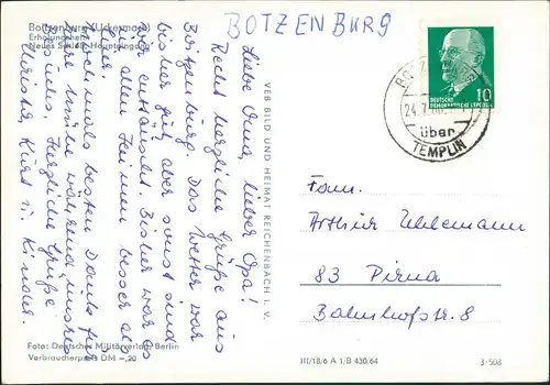 Boitzenburger Land Partie am Erholungsheim, DDR Postkarte 1966/1964