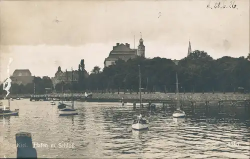 Ansichtskarte Kiel Hafen und Boote 1926