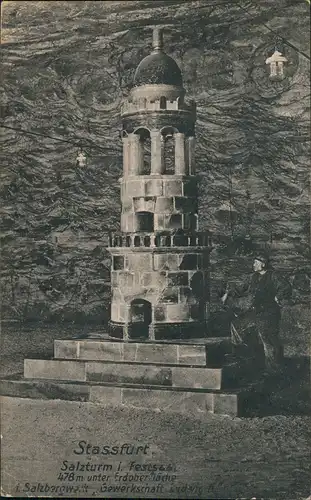 Ansichtskarte Staßfurt Stassfurt Salzbergwerk Salzturm 1921