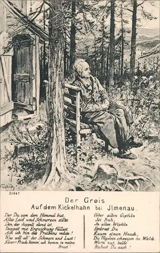 Ilmenau Kickelhahn "Der Greis" Künstlerkarte nach Friedrich 1900