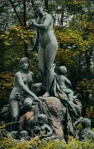 Karlsruhe Nymphengruppe Denkmal mit Nymphe Nymphen Motiv-AK 1910