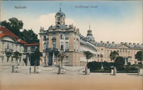 Karlsruhe Großherzoglisches Schloß color Ansicht (Castle Postcard) 1910