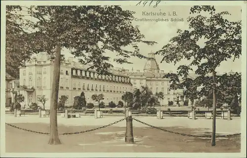 Karlsruhe Großherzogliches Schloß, Schloss-Gebäude Gesamtansicht 1918