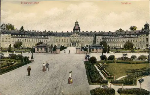 Ansichtskarte Karlsruhe Schloß Schloss mit Vorplatz (Castle Building) 1907