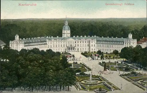 Ansichtskarte Karlsruhe Panorama-Ansicht Schloß Vogelschau-Perspektive 1910