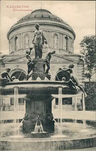 Ansichtskarte Karlsruhe Wasserkunst am Klosebrunnen, Wasserspiele 1909