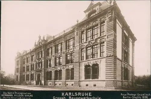 Karlsruhe Baugewerksschule Schul-Gebäude (Photographie Hillger) 1900
