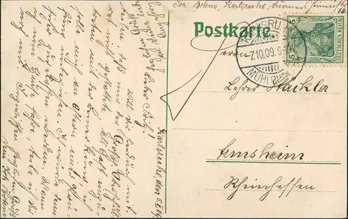 Karlsruhe Marktplatz Straßen & Gebäude Partie, Tram Straßenbahn 1909