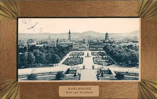 Ansichtskarte Karlsruhe Schlossplatz Panorama-Ansicht Richtung Breisgau 1907