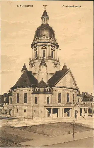 Ansichtskarte Mannheim Partie an der Kirche Christuskirche 1920