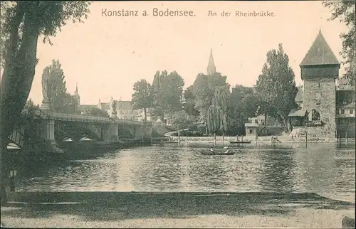 Konstanz Stadtteilansicht Partie a.d. Rhein-Brücke Rheinbrücke 1910