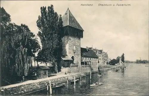 Ansichtskarte Konstanz Stadtteilansicht Pulverturm und Rhein-Turm 1910