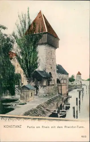 Ansichtskarte Konstanz Rheintor Rheintor-Turm Bodensee Partie color AK 1905