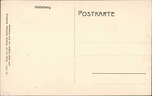 Heidelberg Panorama-Ansicht Künstlerkarte nach Graf Graimberg 1910