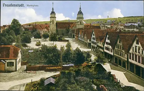 Freudenstadt Marktplatz Strassen Partie aus der Vogelschau-Perspektive 1910