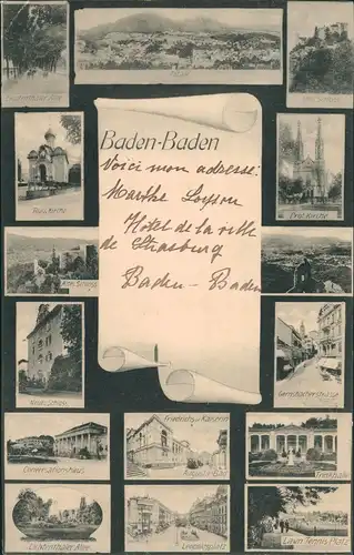 Ansichtskarte Baden-Baden MB: Straßen, Plätze, Anlagen 1909