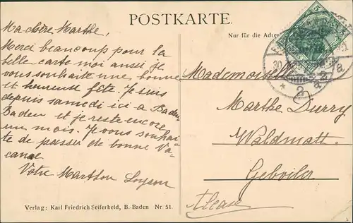 Ansichtskarte Baden-Baden MB: Straßen, Plätze, Anlagen 1909